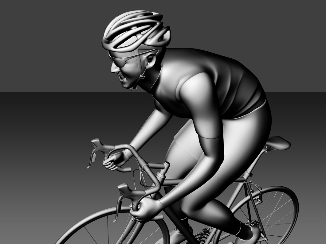 3d sculpture of a cyclist on bike