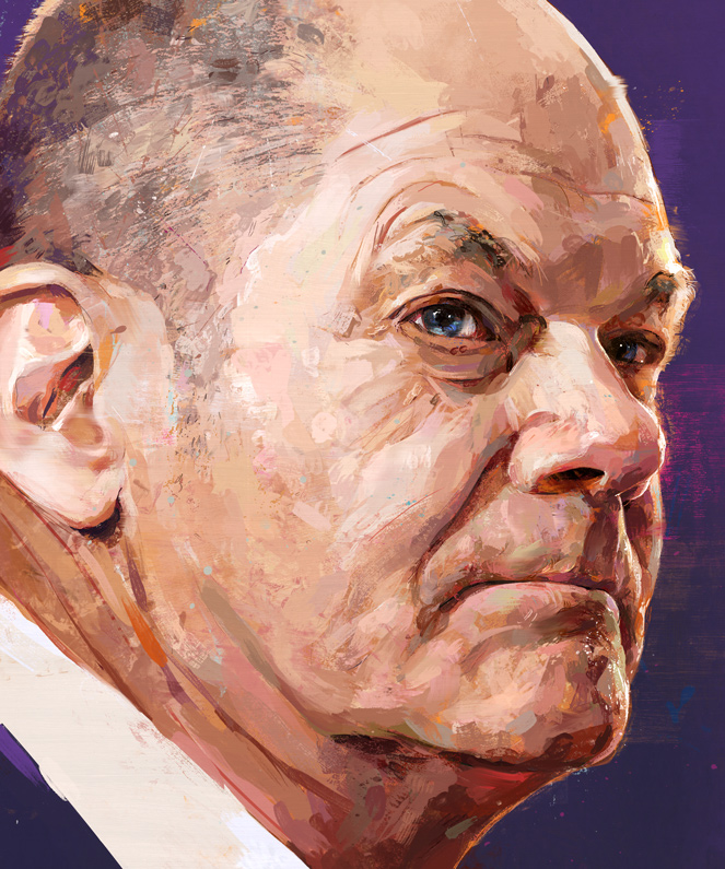 portrait painting Olaf Scholz FAZ