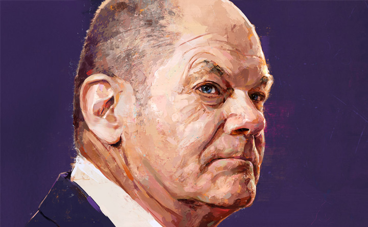 portrait painting Olaf Scholz FAZ